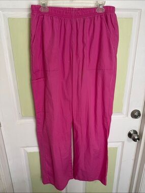 Scrubstar Wide-Leg Elastic Waist Pants in Hot Pink